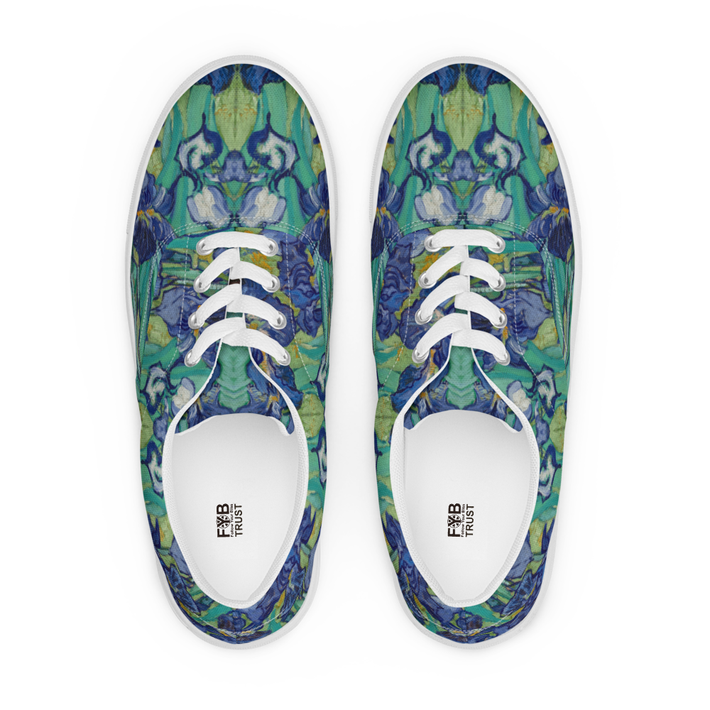 Van Gogh Irises canvas shoes front detail - museum quality sneakers