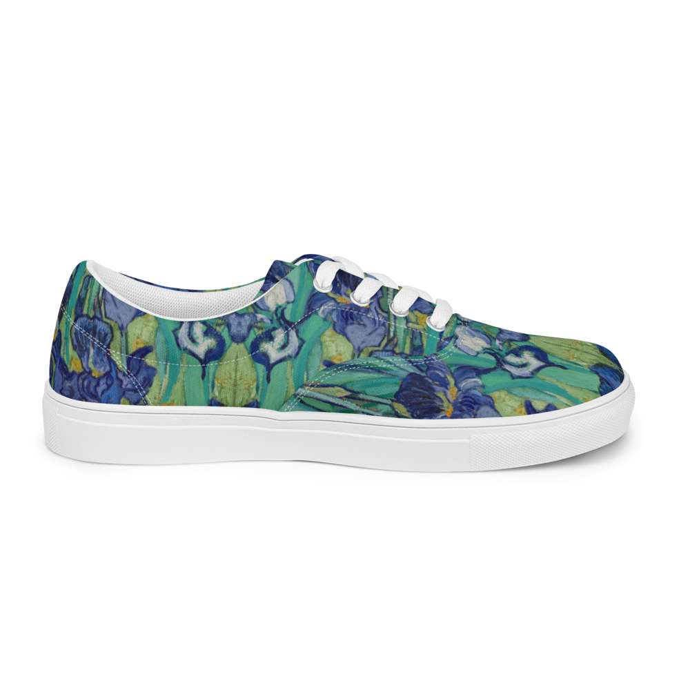 Van Gogh Irises canvas shoes right outside - sustainable wearable art